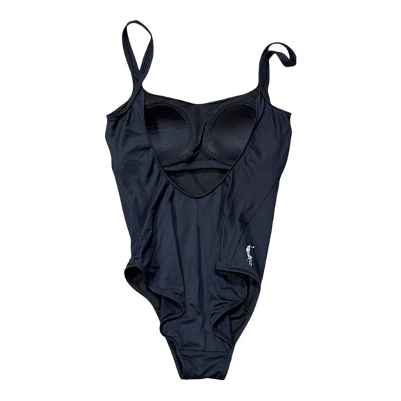 Polo Ralph Lauren Black One Piece Swimsuit Sleek & Slimming Design Size Medium - Picture 2 of 6